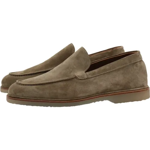 Taupe Leather Loafer with Stitched Sole , male, Sizes: 7 1/2 UK, 7 UK, 10 UK, 8 1/2 UK, 8 UK, 11 UK, 9 UK - Elia Maurizi - Modalova