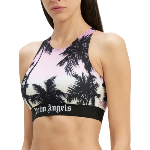 Purple Sunset Logo Sport Top , female, Sizes: XS - Palm Angels - Modalova