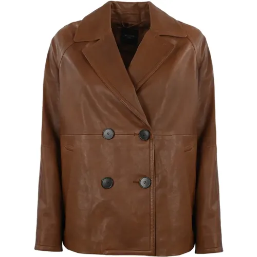 Leather Jacket Long Sleeve V-Neck , female, Sizes: S - Max Mara Weekend - Modalova