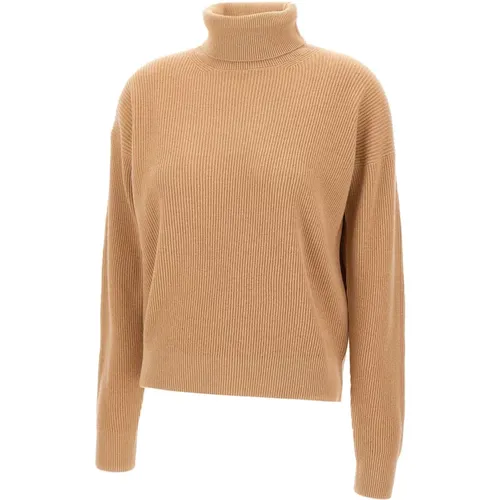 Turtlenecks, female, , Size: XL Camel Wool Silk Cashmere Sweater - Filippo De Laurentiis - Modalova