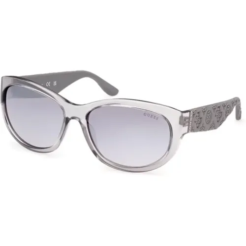 Stylish Grey Sunglasses with Smoke Mirror , unisex, Sizes: 60 MM - Guess - Modalova