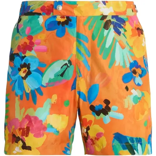 Beachwear, male, , Size: W30 Orange floral swim shorts - Ralph Lauren - Modalova