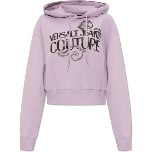 Baumwollkapuzenpullover , Damen, Größe: L - Versace Jeans Couture - Modalova