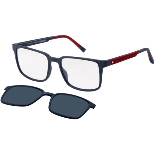 Sunglasses, male, , Size: 55 MM Blue Red/Grey Sunglasses - Tommy Hilfiger - Modalova