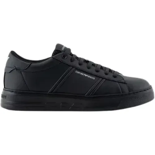 Logoed Calfskin Sneakers , male, Sizes: 6 UK, 7 UK, 5 UK - Emporio Armani - Modalova