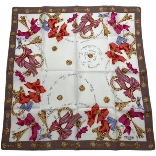 Pre-owned Scarves, female, , Size: ONE SIZE Pre-owned Silk Scarf - Celine Vintage - Modalova
