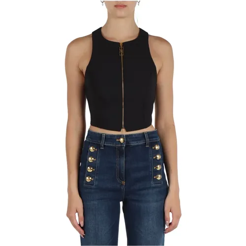 Cropped Zip Top aus Doppio Crepe - Elisabetta Franchi - Modalova