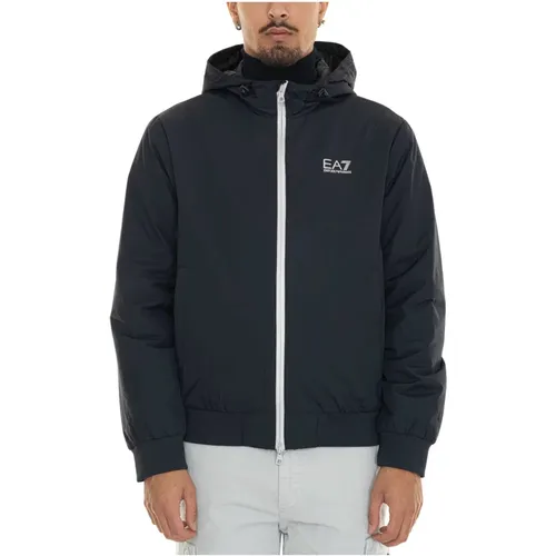 Kapuzen-Zip-Jacke mit Kontrastdetails , Herren, Größe: M - Emporio Armani EA7 - Modalova