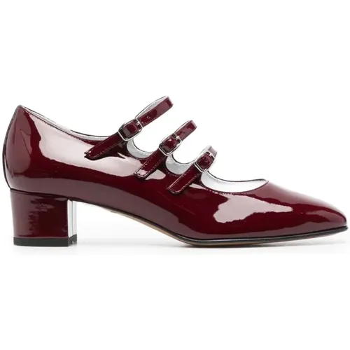 Bordeaux Leather Block Heel Shoes , female, Sizes: 5 UK, 4 UK, 8 UK, 6 UK, 7 UK, 3 UK, 4 1/2 UK - Carel - Modalova