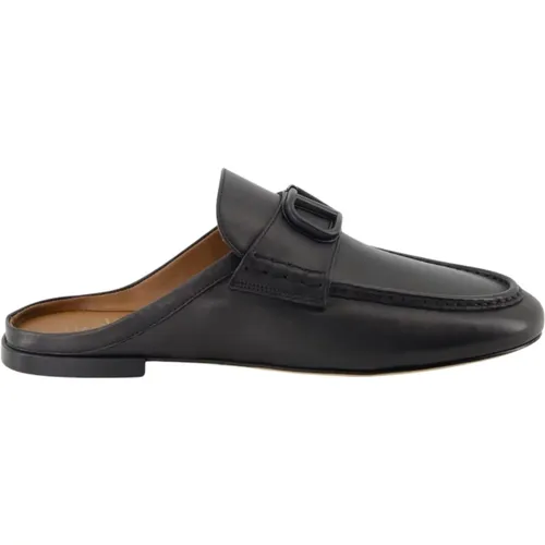 Mules, male, , Size: 9 US Leather Slip-On VLogo Loafers - Valentino Garavani - Modalova