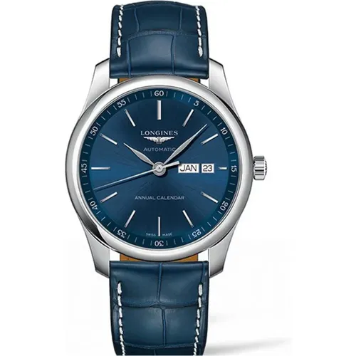 Automatik Blaues Zifferblatt Lederarmband Uhr - Longines - Modalova