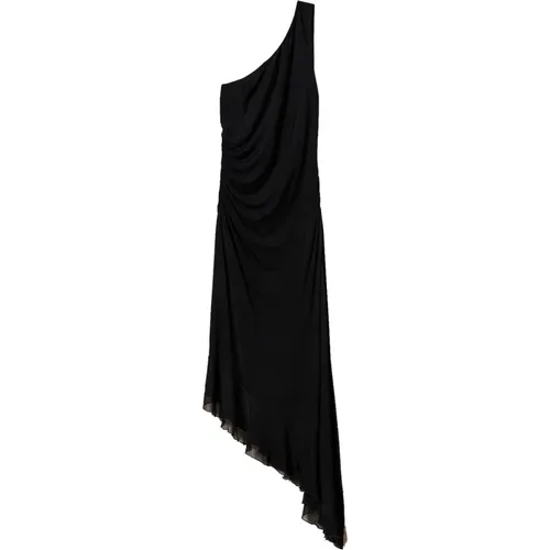 Ein-Schulter Schwarzes Kleid , Damen, Größe: S - Twinset - Modalova