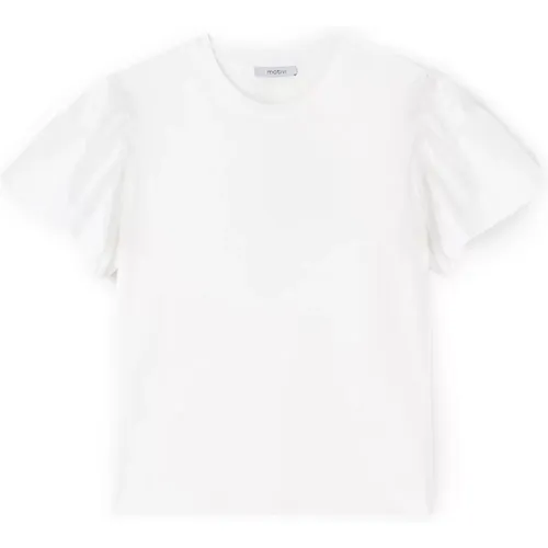 Baumwoll-T-Shirt mit Ballonärmeln , Damen, Größe: S - Motivi - Modalova