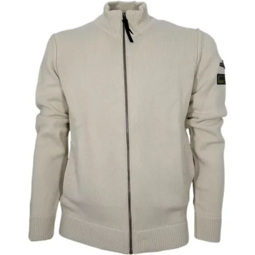 Zip-throughs, male, , Size: M Mens Full Zip Cardigan with Dedicated Patch - aeronautica militare - Modalova