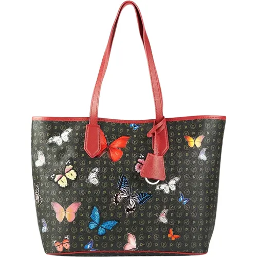 Monogramm Shopping Bag mit Schmetterlingsdruck , Damen, Größe: ONE Size - Pollini - Modalova