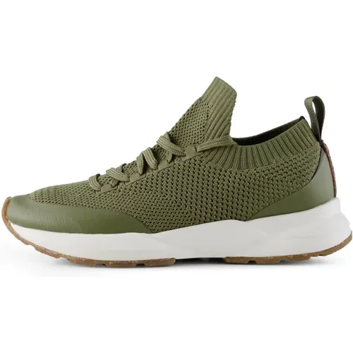 Trendy Textile Sneaker with Fish Leather Detail , female, Sizes: 3 UK - Woden - Modalova