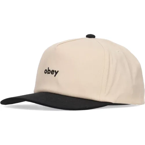 Caps, male, , Size: ONE SIZE Black Curved Visor Snapback Cap - Obey - Modalova