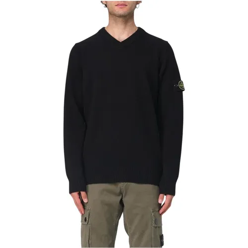 V-neck Knitwear, male, , Size: 2XL V-Neck Knit Sweater - Stone Island - Modalova