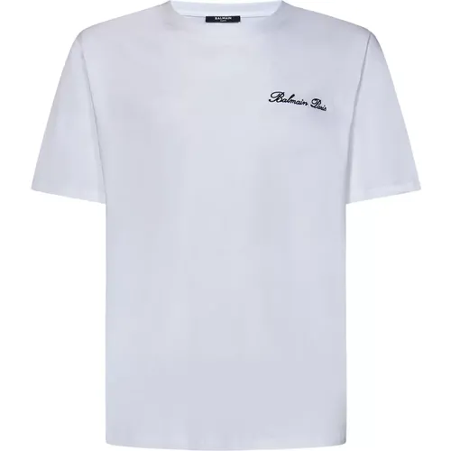Logo Embroidered T-Shirt , male, Sizes: 2XS, S, XL, L, M - Balmain - Modalova