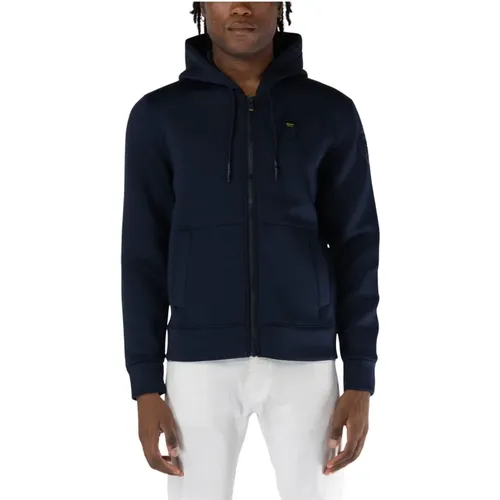 Stylish Zip-Up Sweatshirt , male, Sizes: L, S, M - Blauer - Modalova