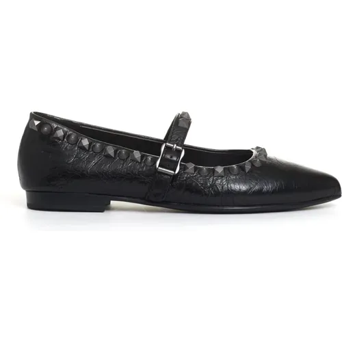 Schwarze Studded Ballerina Schuhe , Damen, Größe: 37 EU - Ash - Modalova