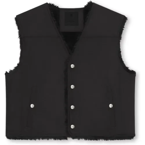 Snap Button Down Gilet with Faux Fur Lining , male, Sizes: M, L - Givenchy - Modalova