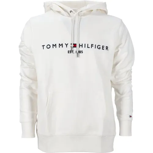 Weiße Logo Hoodie Pullover , Herren, Größe: M - Tommy Hilfiger - Modalova