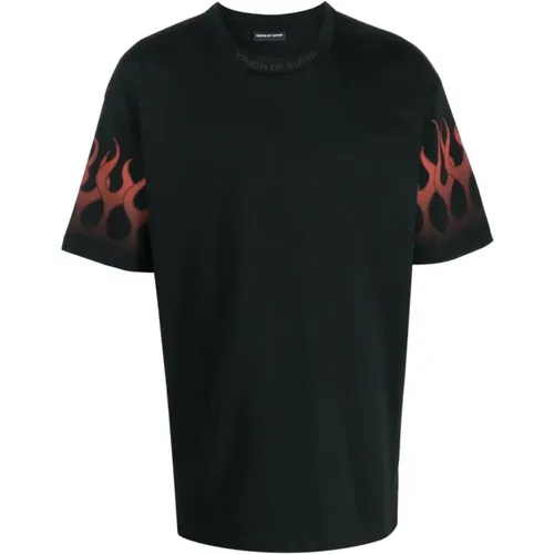 Flame Print T-shirt , male, Sizes: M - Vision OF Super - Modalova