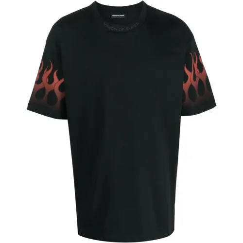 Flame Print T-shirt , male, Sizes: S, L - Vision OF Super - Modalova