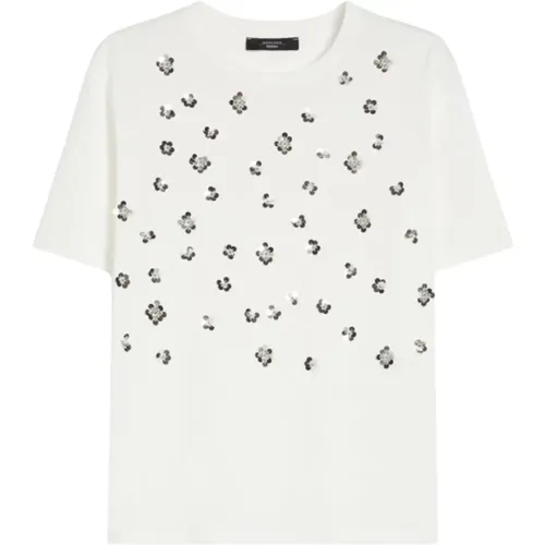 T-Shirts, female, , Size: L Embroidered Cotton T-Shirt Cabina - Max Mara - Modalova