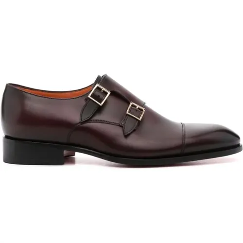 Burgund Degrade Monk Calf Schuhe - Santoni - Modalova