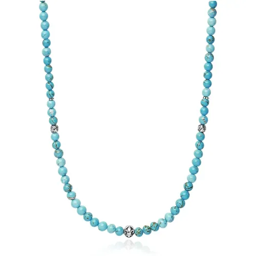 Beaded Necklace with Turquoise and Silver - Nialaya - Modalova