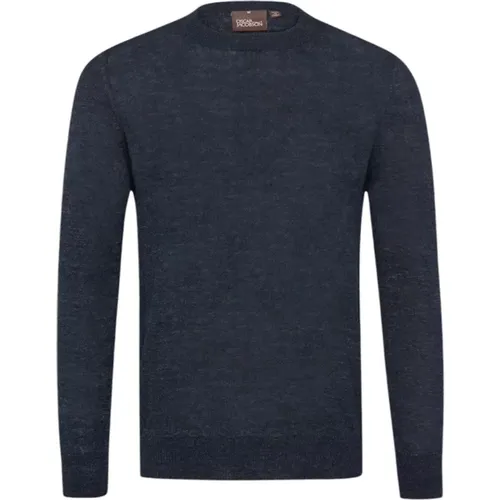 Marineblauer Leinen Rundhals Pullover Valter , Herren, Größe: XL - Oscar Jacobson - Modalova