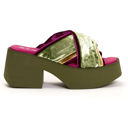 Heeled Mules, female, , Size: 10 US Women Shoes Sandals Verde Aw22 - Strategia - Modalova