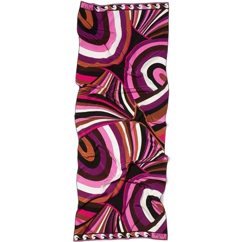 Silky Scarves, female, , Size: ONE SIZE Graphic Print Silk Scarf - EMILIO PUCCI - Modalova