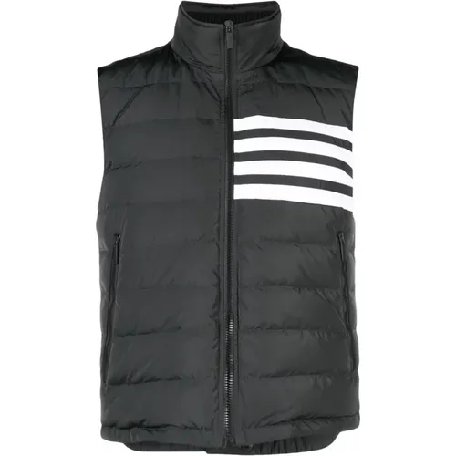 Graue Gepolsterte Gilet Jacke mit Streifen,Vests - Thom Browne - Modalova