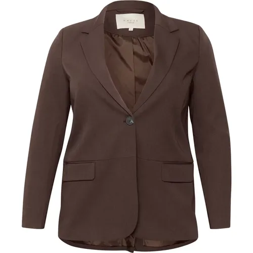 Blazers, female, , Size: 4XL Classic Blazer with V-Neck and Flap Pockets - Kaffe Curve - Modalova