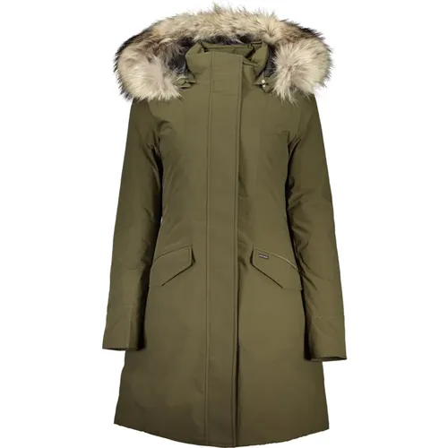 Long Hooded Jacket with Removable Fur Hood , female, Sizes: XL - Woolrich - Modalova