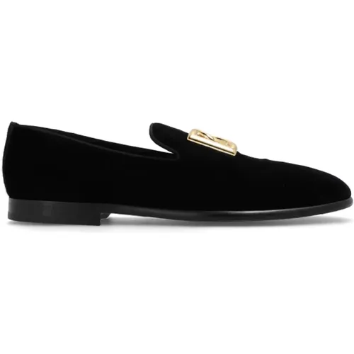 Samt loafers , Herren, Größe: 39 EU - Dolce & Gabbana - Modalova