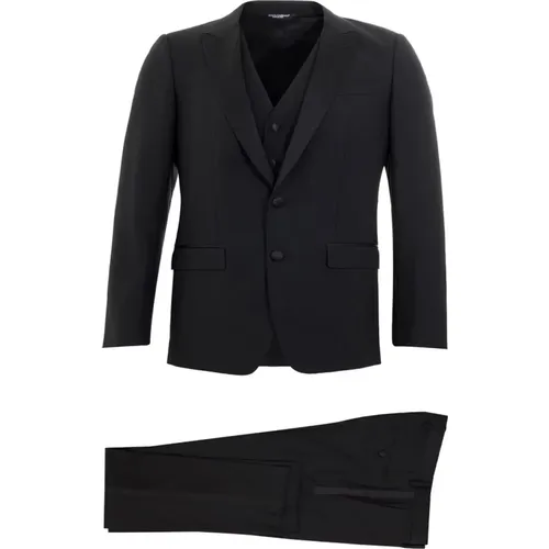 Single Breasted Suits, male, , Size: S 3-Piece Smoking Suit - Dolce & Gabbana - Modalova