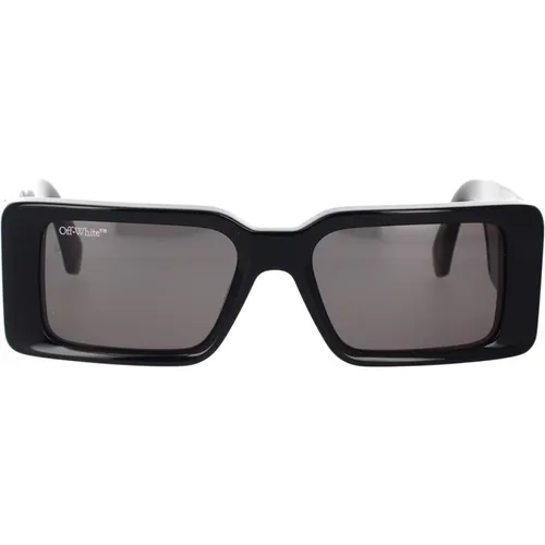 Milano 11007 Rechteckige Sonnenbrille , unisex, Größe: 54 MM - Off White - Modalova