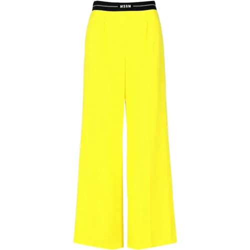 Gelbe Wollhose Gerades Bein , Damen, Größe: S - MSGM - Modalova