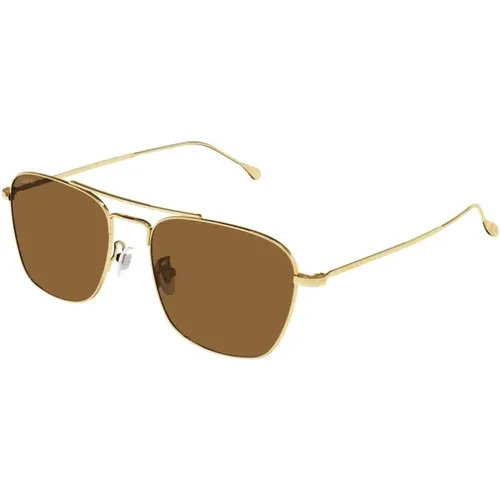 Gold Sunglasses Square Lenses Side Logo , male, Sizes: ONE SIZE - Gucci - Modalova