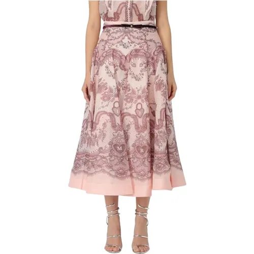 Midi Skirts, female, , Size: S Elegant Print Skirt with Belt - Zimmermann - Modalova