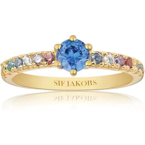 Uno Grande Ring mit mehrfarbigen Zirkonia,Uno Grande Rhodinierte Silberring - Sif Jakobs Jewellery - Modalova