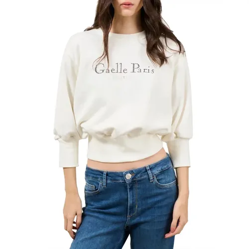 Beiger Casual-Sweatshirt mit Logo , Damen, Größe: M - Gaëlle Paris - Modalova