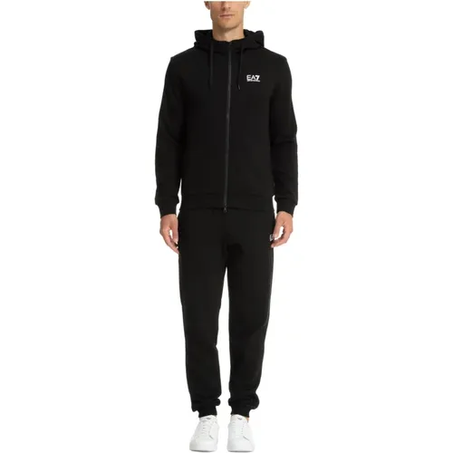 Plain Tracksuit with Hood and Pockets , male, Sizes: S, L - Emporio Armani EA7 - Modalova