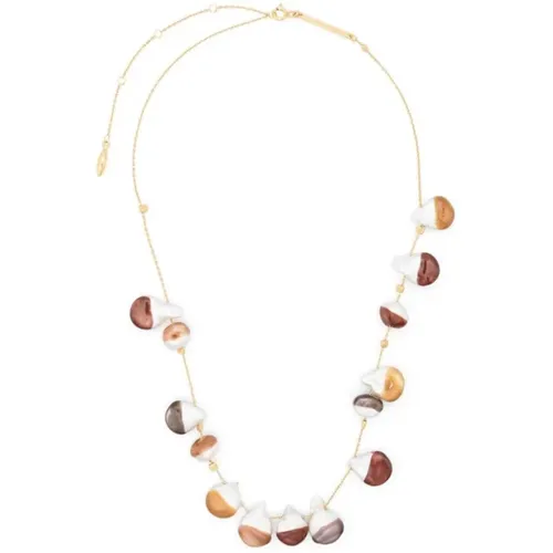 Necklaces, female, , Size: ONE SIZE Pearl Chain Necklace Gold Multicolor - Panconesi - Modalova