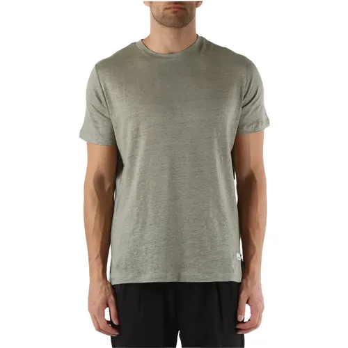 Leinen T-Shirt mit Logo-Patch , Herren, Größe: XL - Distretto12 - Modalova