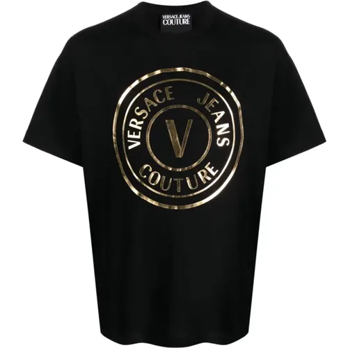 Foil Print Logo T-shirt , male, Sizes: S, M, L - Versace Jeans Couture - Modalova